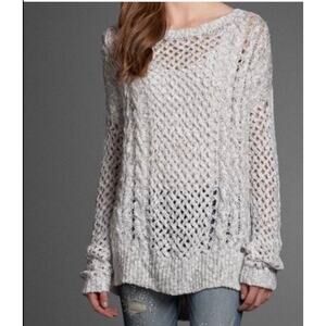 Abercrombie & Fitch Open Knit Sweater M/L Cream Crochet Beach Boho Cover Up